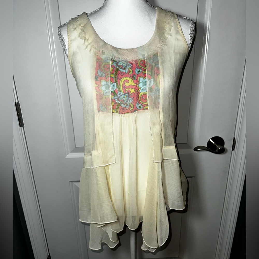Matilda Jane Sheer Layered Boho Tunic Dress Paisley XS
